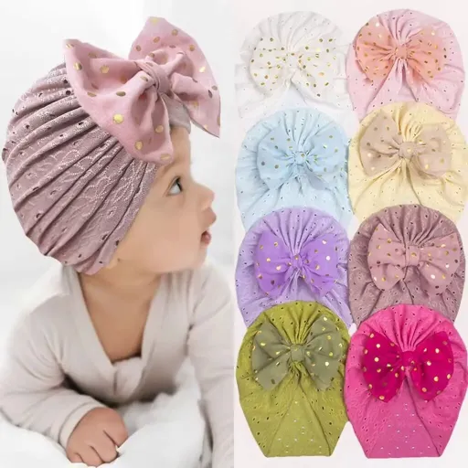 Baby Girl Cap With Bowknot Ribbon